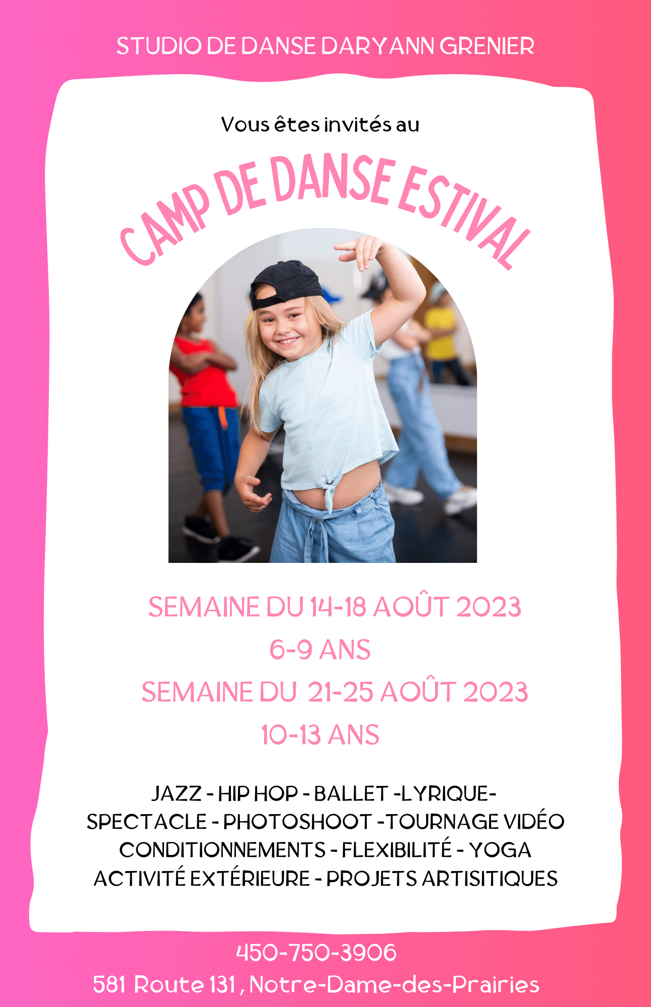 Camp de danse 21-25 août (10-13 ans)